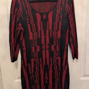Elegant Black and Red Patterned Dress
